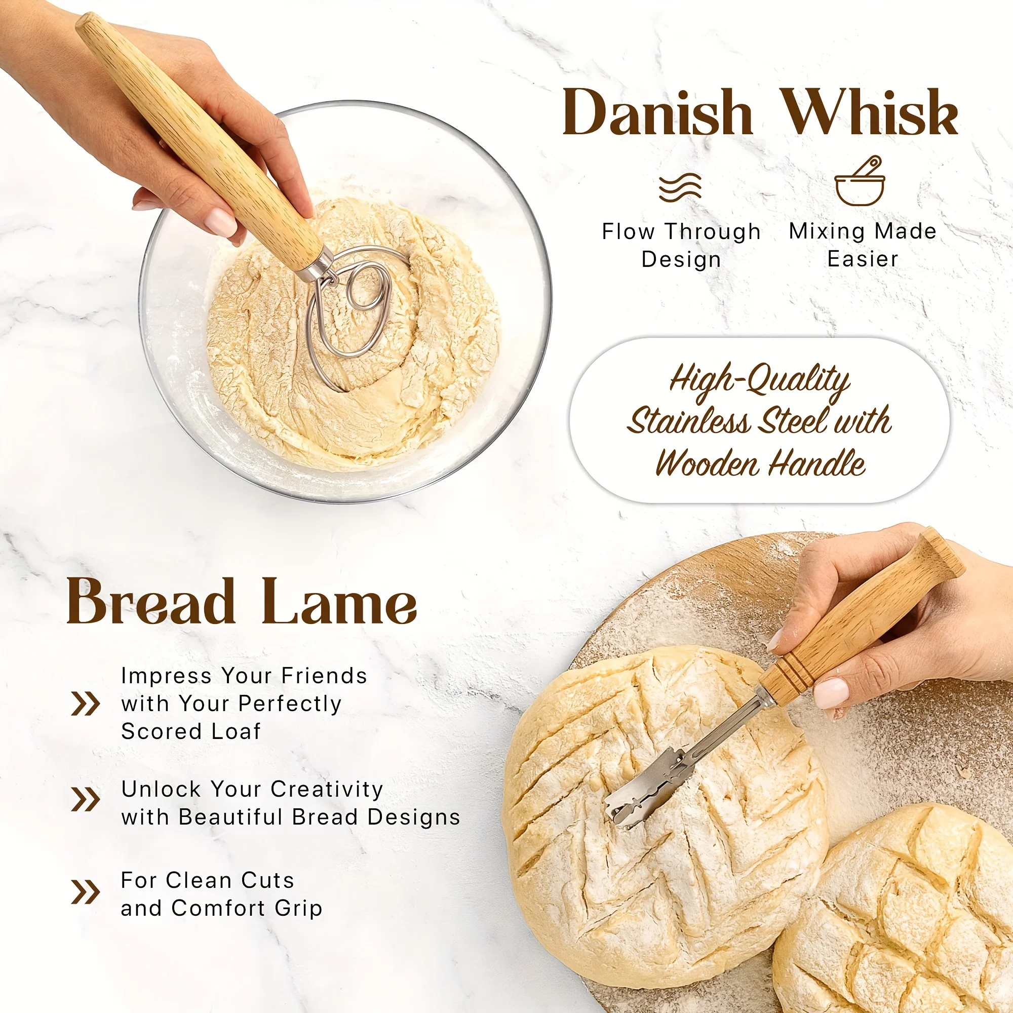 Bread Baking Tools Bread Lame Danish Dough Whisk Kit Dough Scraper Scoring Bread Knife Set For Pastry Baking Cake Dessert Sourdough Pizza