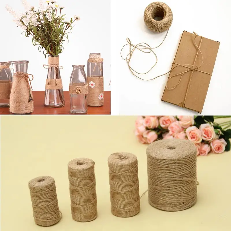 30/50/100/300Meters Natural Vintage Jute Rope Cord String Twine Burlap Ribbon Crafts Sewing DIY Jute Hemp Wedding Party Decor
