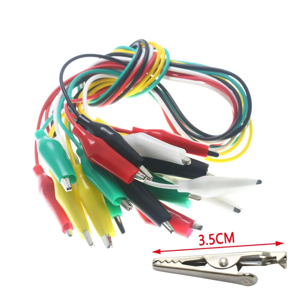 Color Alligator Clip Electric DIY Small Battery Power Cord Sheath Electric Clamp Double Head Test Clamp.28mm 35mm45mm 50cm 10PCS,alligator clips,electric test clamp,test clip,electrical clamp