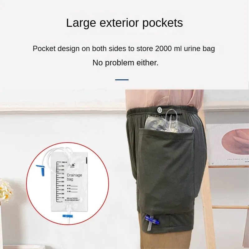 Stoma Ostomy Pants for Bladder, Bowel, Kidney Surgery Urine Drainage Bag Holder Shorts, Home Outdoor Ostomy Underwear Men/Women