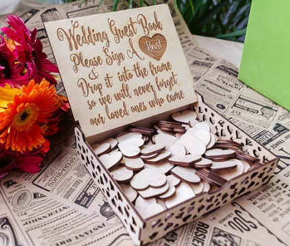 Camper Van Wedding Guest Book Alternatives Drop Top Wooden Hearts Personalized Vintage Anniversary Party