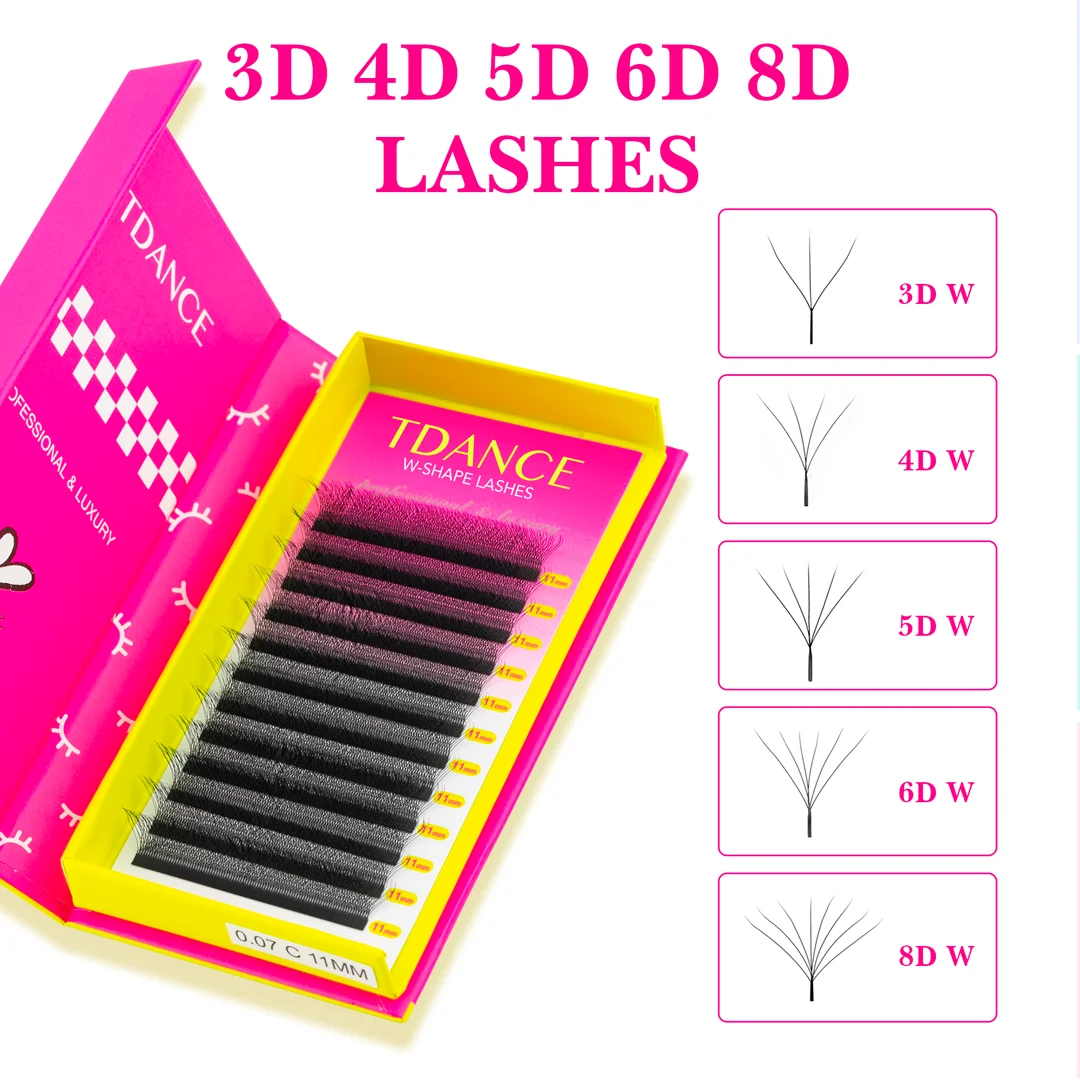 W Shape Lash Soft Handmade 3d 4d 5d 6d 8d Premade Volume Fan C D 0.07MM Eyelashes Extension