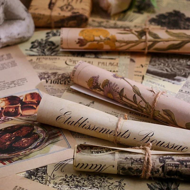 Journamm 30pcs/pack Vintage Newspaper Style Materials Paper Lightweight Paper DIY Scrapbooking Collage Junk Journal Decor Paper 2