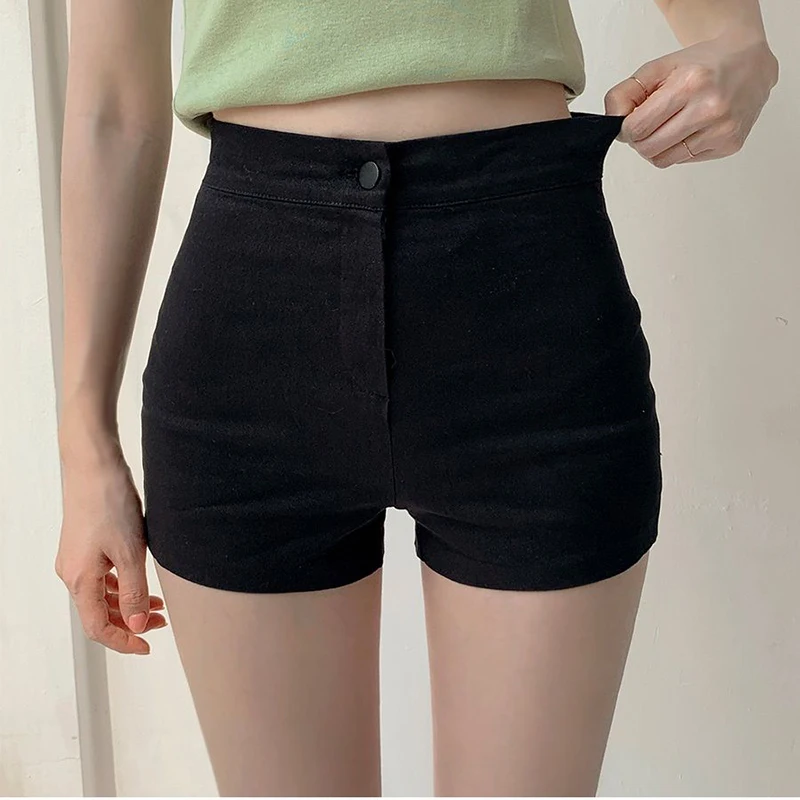 GIDYQ 여성용 데님 반바지, 한국 캐주얼 스트리트웨어, 스트레치 슬림 반바지, Y2K 백 여성 하이웨이스트 청바지, 여름 신상