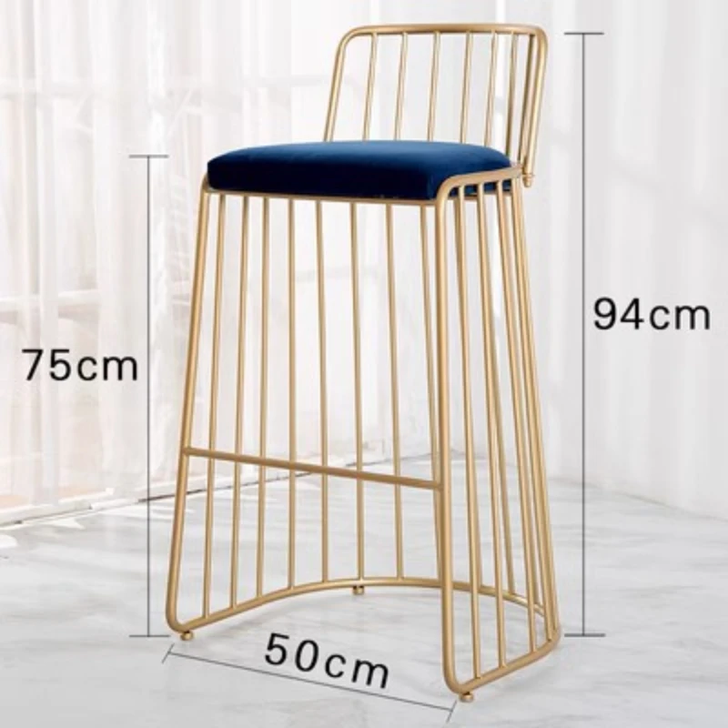 Gold Leg Nordic Bar Stools Modern Design Apartment Luxury Soft Bar Chairs Minimalist Waiting Backrest Sillas De Furniture