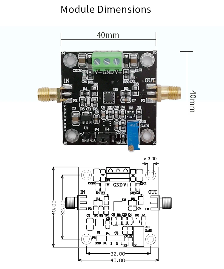 AD8336 voltage-controlled gain amplifier module controllable gain 60dB wide dyna