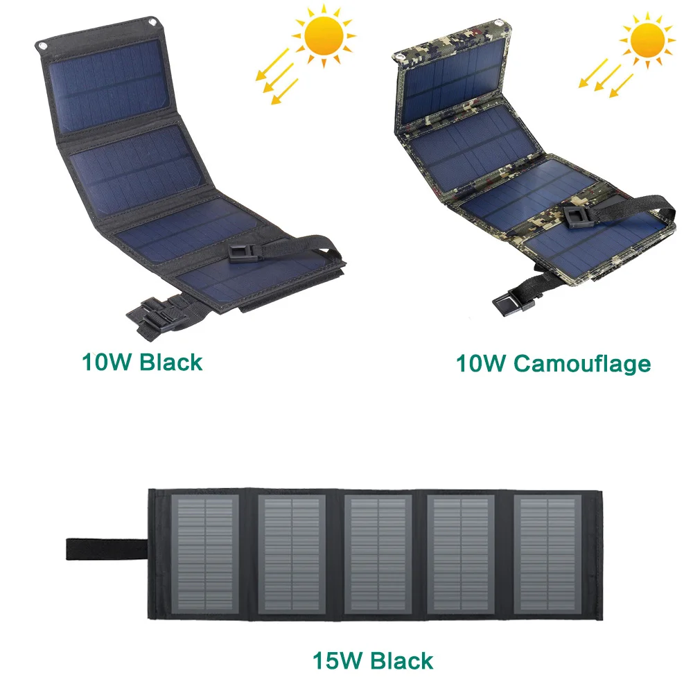 Solar Panels 10W 15W Solar Battery Charger for iPhone 6 7 8 plus X Xr Xs Max 11 12 13 Pro Max Samsung Huawei Xiaomi Honor etc.