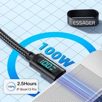 Essager PD 100 Вт USB-кабель типа C к USB C 7A Шнур для быстрой зарядки зарядного устройства для OPPO Realme Huawei Poco Samsung Кабель для дисплея — изображение 5
