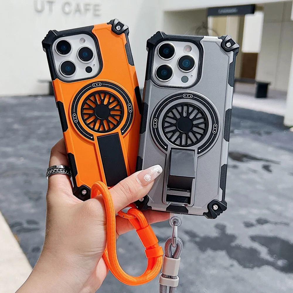 Rugged Magnetic Shockproof Case with Foldable Stand and Wrist Strap