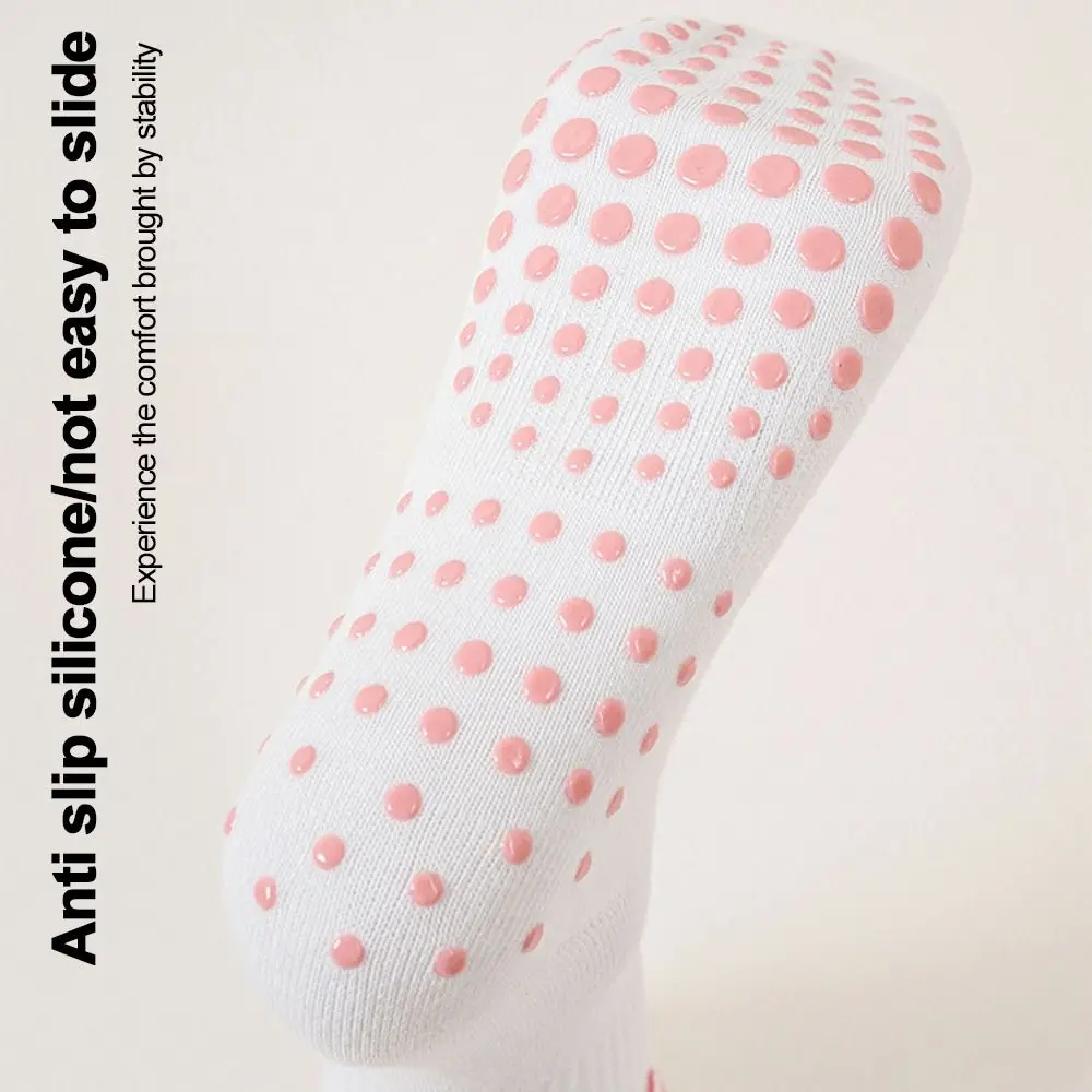 Trendy Non-Slip Grip Pilates Socks Breathable Cotton Mid Tube Socks Casual Sweat-absorbent Yoga Socks for Women