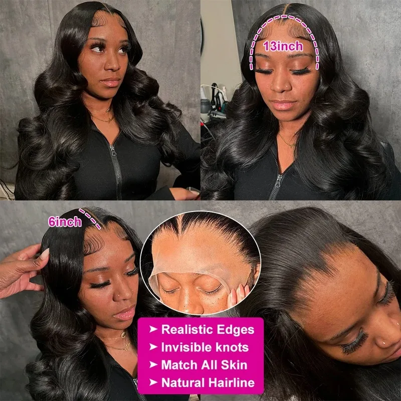 32 Inch Body Wave Human Hair Front Wig 13x6 13x4 Hd Lace Transparent Frontal wig Pre Plucked Brazilian Human Hair Wigs For Women