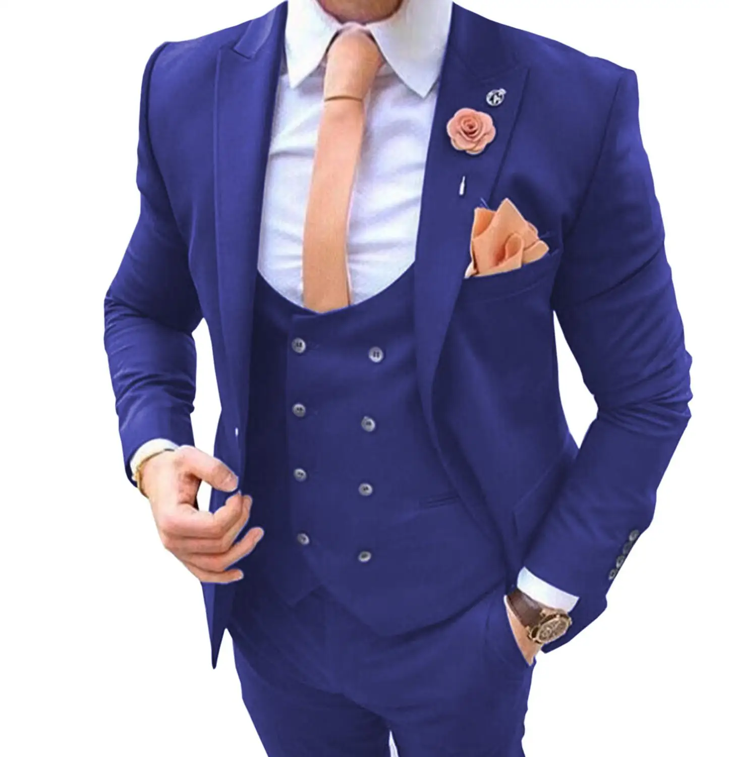 2023 New Men Business Suits Slim Fit Wedding Groom Tuxedos Prom Casual Suits Costume Homme Italien 3Pieces(Blazer+Vest+Pants)