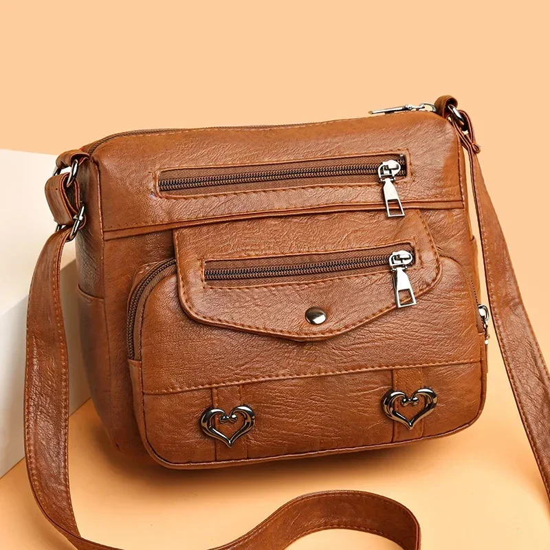 Sac messager en cuir PU souple pour femme, bandoulière, simple, léger, grande capacité, loisirs, ignoré, vieilli, nouveau