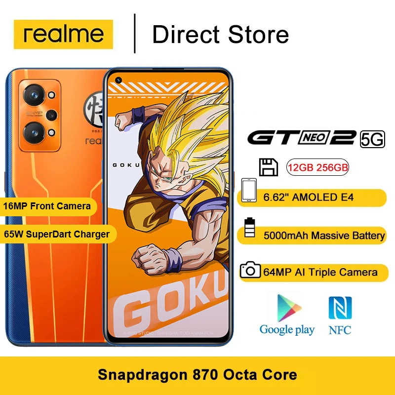 waterproof unlocked cell phones NFC realme GT Neo 2 5G Mobile Phone Snapdragon 870 Octa Core 64MP Camera 6.62 Inch 65W Fast Charge  5000mAh Battery Smartphones best gaming cellphones