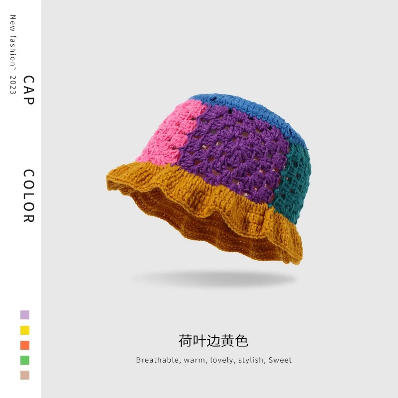 VISROVER-gorro de ganchillo hecho a mano para mujer, gorro de