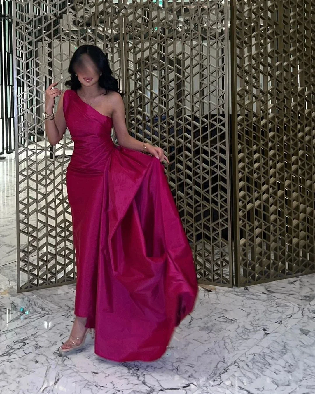 

Vintage Mermaid Prom Dresses One Shoulder Formal Women Evening Dresses Ankle Length Pleated Formal Occasion Party Dress