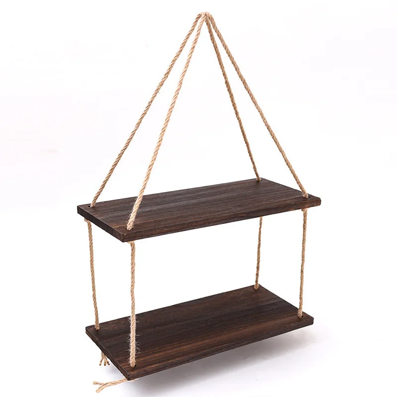 1PCS Wall Decoration Hanging Rope Flower Pot Storage Rack Wall Hanging Wooden Storage Rack, Hanging Decoration, Home Decoration