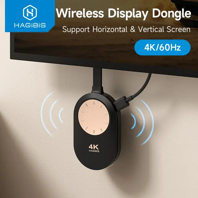 Hagibis Wireless HDMI-Compatible Display Dongle Adapter 4K@60Hz Wireless Extender for Laptop PC Smartphone HDTV Projector IOS