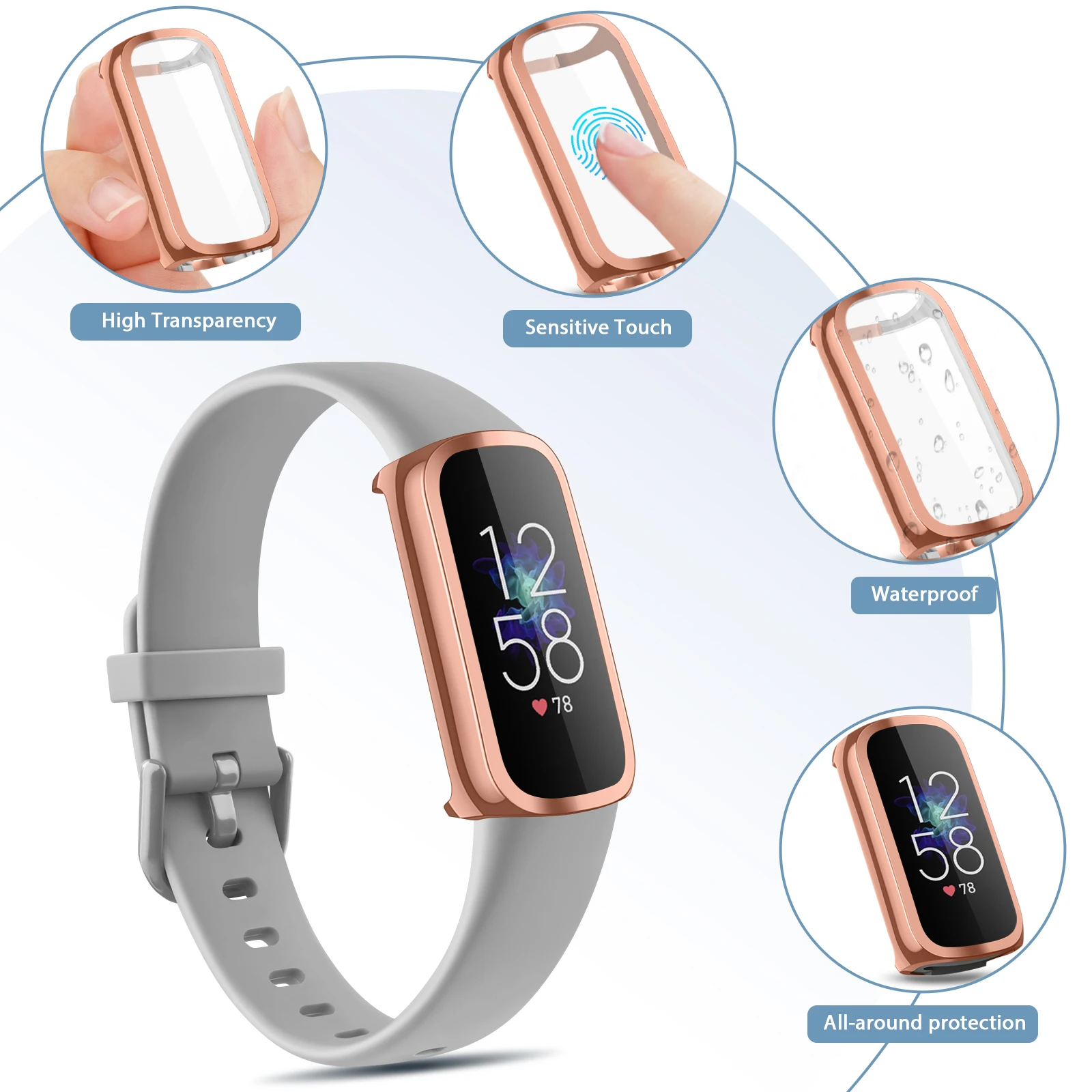 3 Proteggi Schermo Per Fitbit Luxe – Cover TPU Morbida Trasparente Con Bumper Antigraffio – Custodia Protettiva Accessori - 4