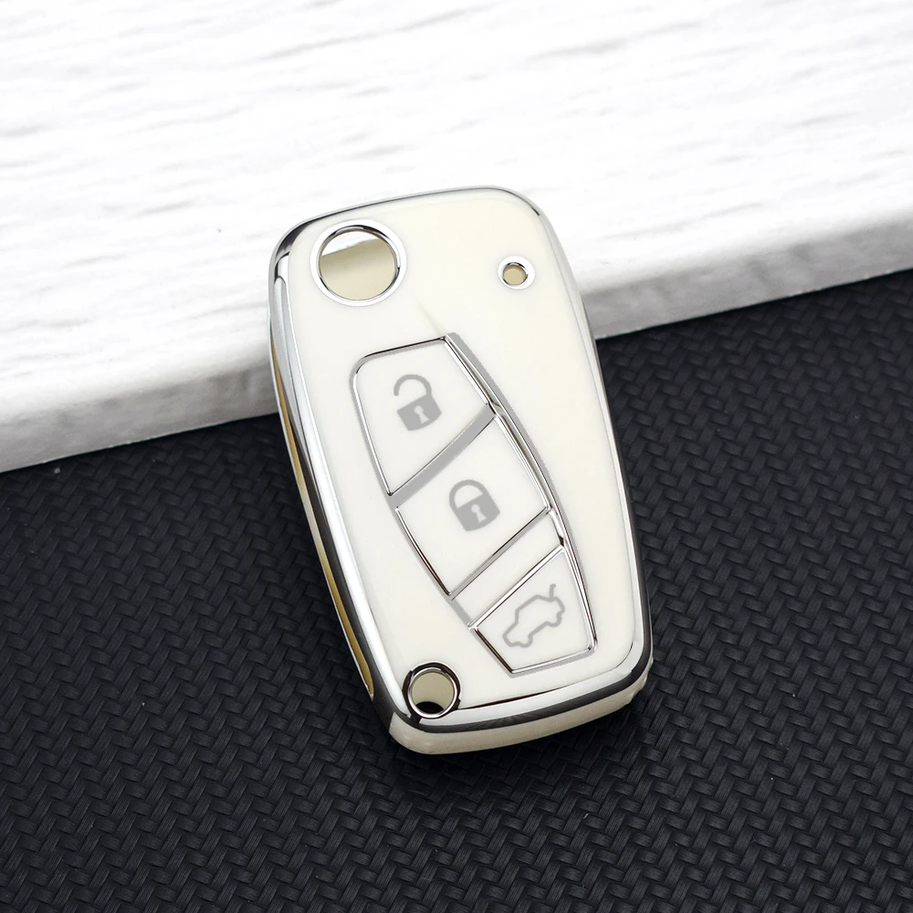 Premium Flip TPU Car Key Fob Case Cover - Full Protection Key Holder and Keychain Accessory