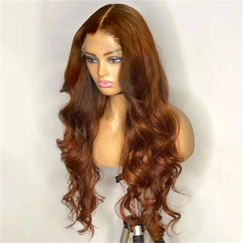 

26 inch Soft Long Dark Brown Body Wave European Virgin HumanHair Jewish Wig 13x6Lace Front Kosher Sheitel Wig For Women BabyHair