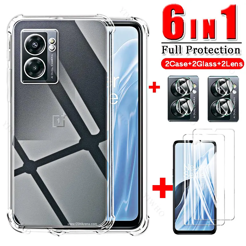 1 To6 One Plus Custodia Nord N300 + Pellicola Salvaschermo Camere In Vetro Temperato Per Oneplus Nord N300 N200 N100 N20 N10 2T Proteggi Fundas