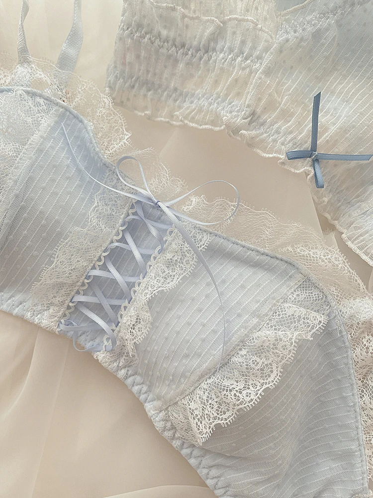

No steel ring lace bra big breasts show small thin underwear women's new Japanese high-value bra cotton cup ladies lingerie