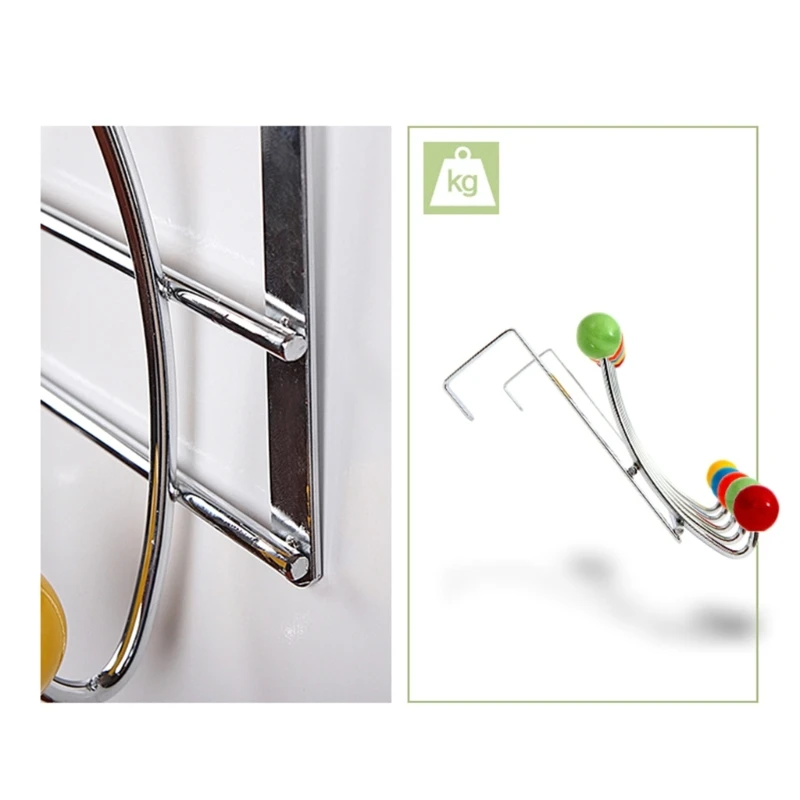 Door-Back Colored Bead Metal Hook Novel Coat and Hat Storage Rack Behind Door Punching-Free Decorative Clothes Hanger
