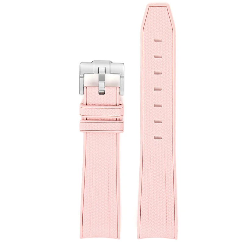 Diving Curved End Silicone Rubber Watch Strap, 20mm