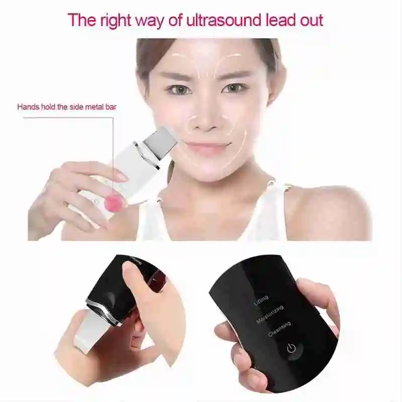 Ultrasonic Skin Scrubber Vibration Facial Spatula Shovel Cleaner Face Scrubber Peeling Black Head Remover Facial Massager blackhead remover facial cleaner facial scrubber