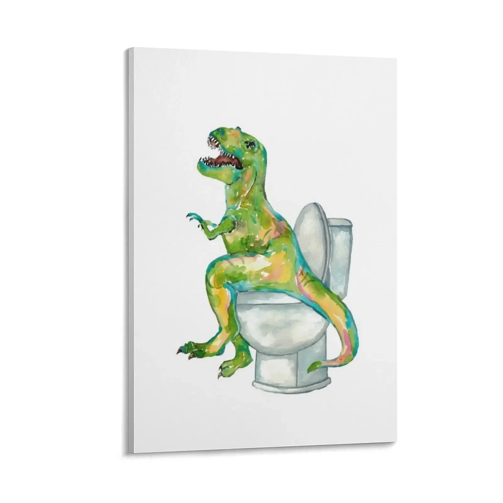 

T-rex in the bathroom dinosaur painting Canvas Painting Bedroom deco art Paintings on the wall