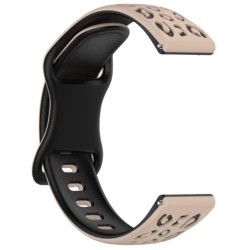 Leopard Silicone Watch Band - 20mm Adjustable Strap for 20mm Universal (Milk Tea Black)