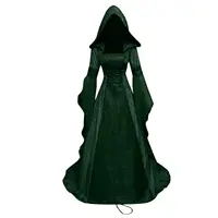 Women's medieval retro style wedding dress 8-color hooded waist dress cosplay - Image 3