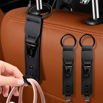 PU Leather Hooks for Car Storage Clips Front Seat Headrest Organizer Holder Auto Fastener Hangers Car Interior Accessories 1