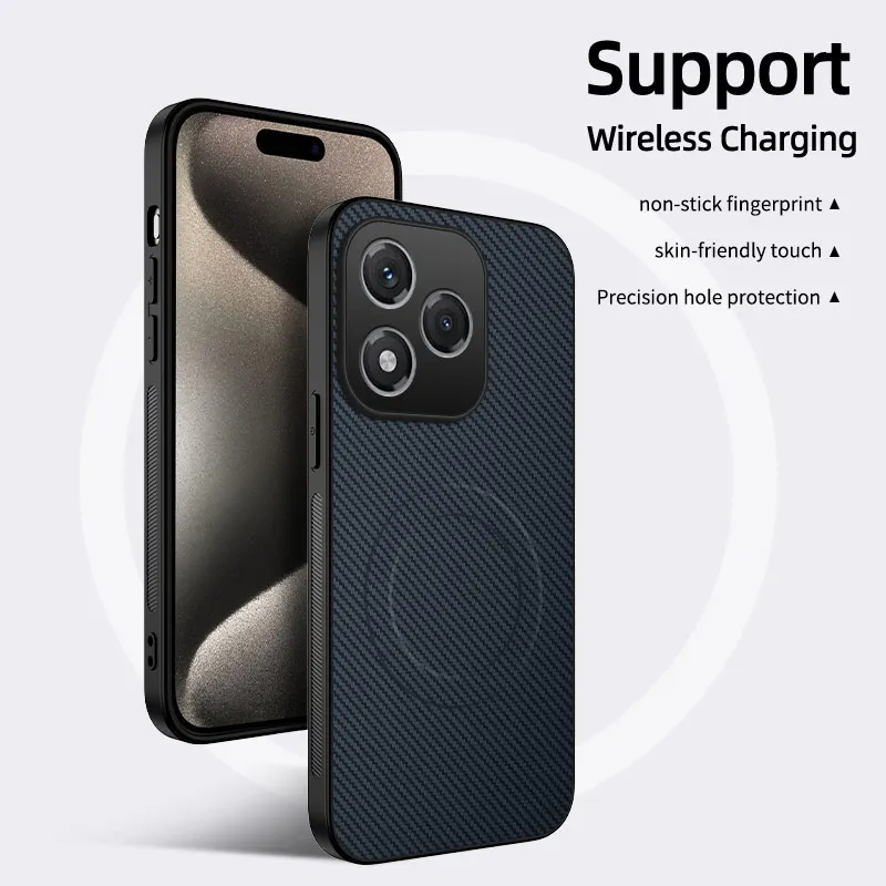 Luxury Matte Magnetic Wireless Charging Case with Carbon Fibre Armor Cover