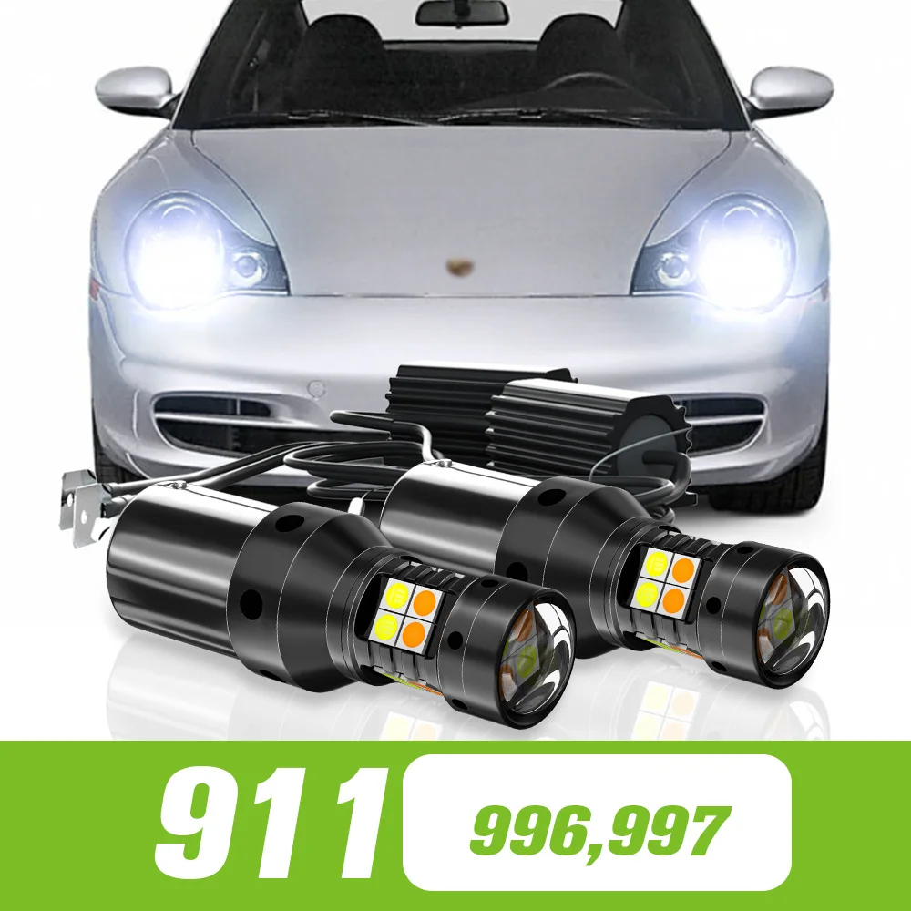

2pcs For Porsche 911 (996,997)1997-2008 Dual Mode LED Turn Signal+Daytime Running Light DRL 2003 2004 2005 2006 2007 Accessories