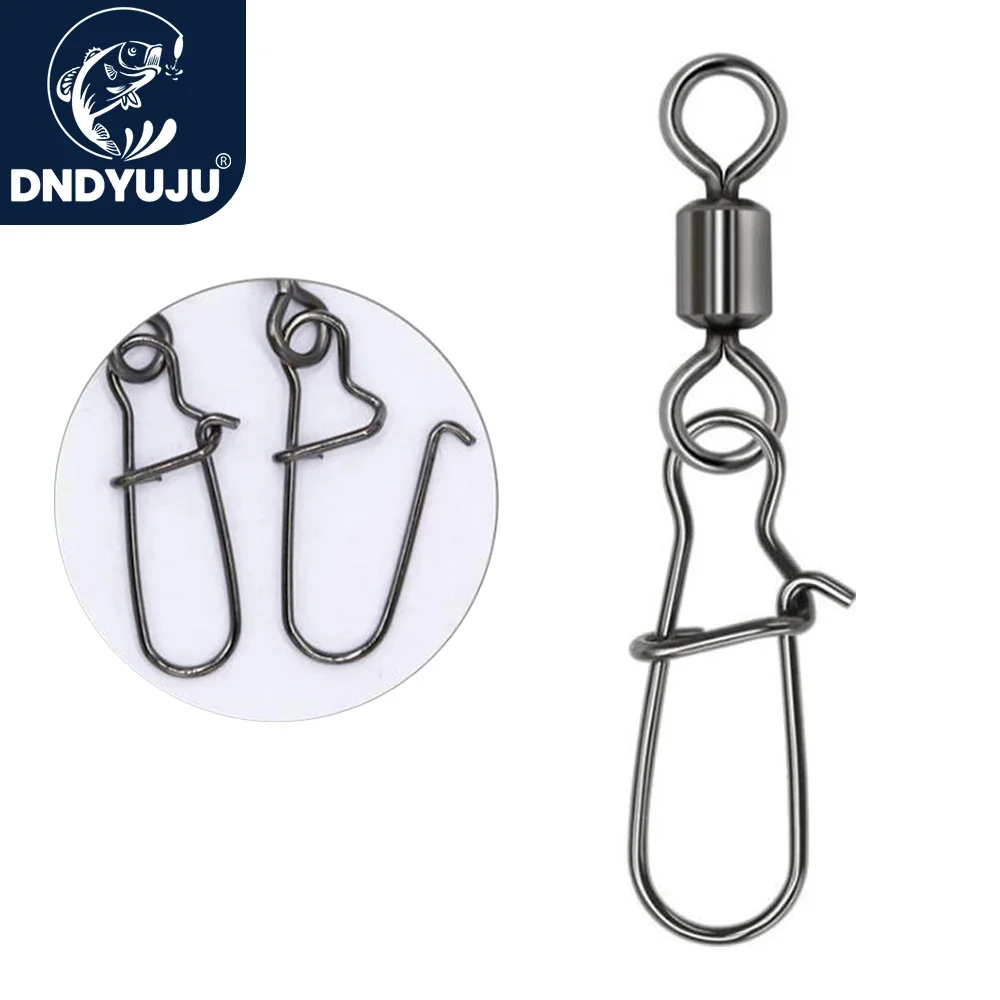 DNDYUJU 50 Stück Hecht Angelzubehör Verbindungsstift Lager Rollwirbel Edelstahl Snap Angelhaken Köderwirbel Tackle