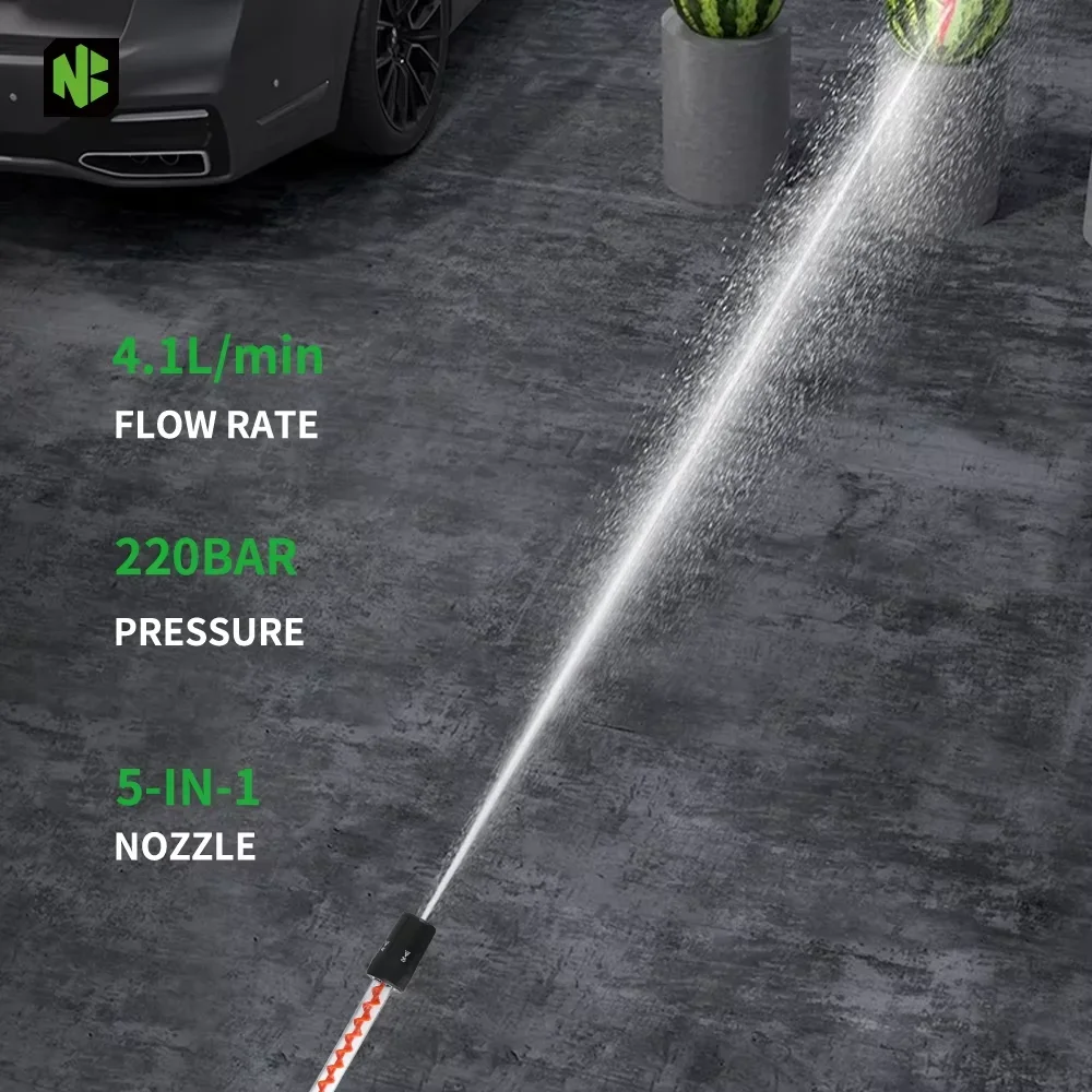 220Bar Brushless High Pressure Power Car Washer Gun 3 Gears Cordless Garden Clean Spray Gun For 21V 18V Battery