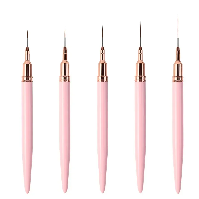Nail Art Brushes 5Pcs/Set Nail Art Liner Brushes Set Elongated Lines Striping Drawing UV Gel Painting Nail Design Pen Professional Manicure Tool