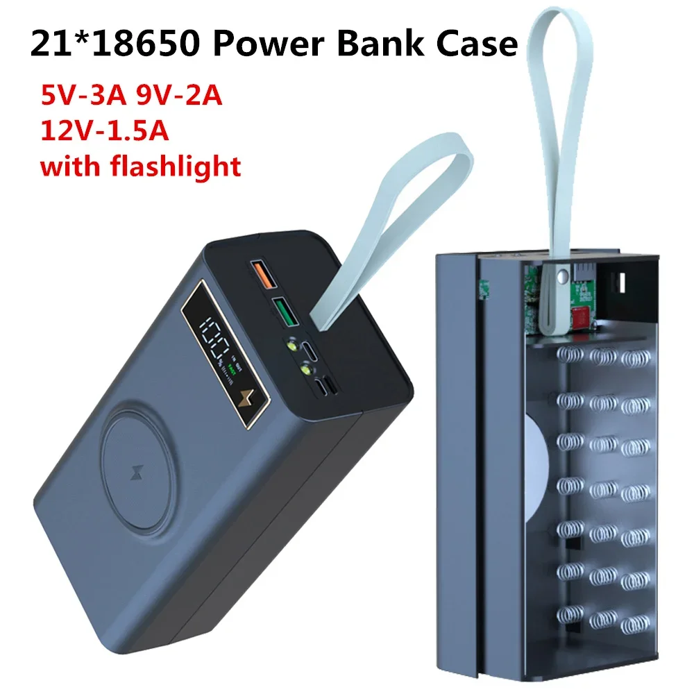 Portable 18650 Battery Storage Box with Quick Charger