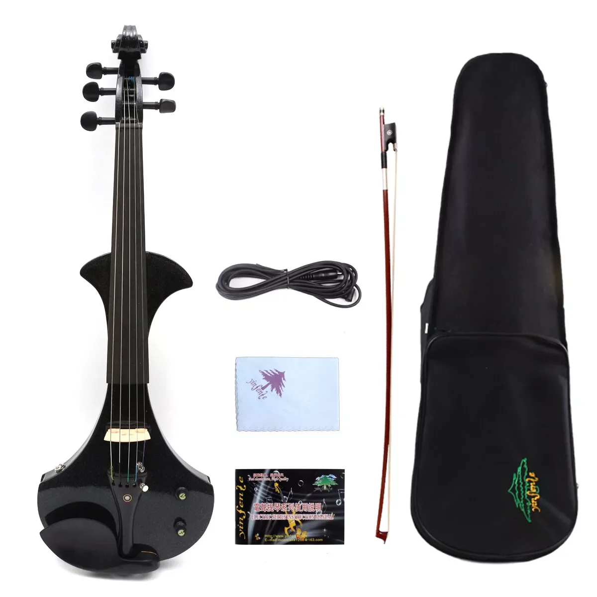 black Electric violin 4/4 Full Size Black violin Professional Ebony fittings With Case Bow 4 string / 5 string