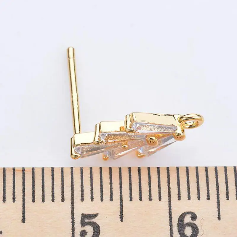 지르콘 스터드 귀걸이, 14K 골드 컬러 황동, 고품질 DIY 액세서리, 쥬얼리 인식