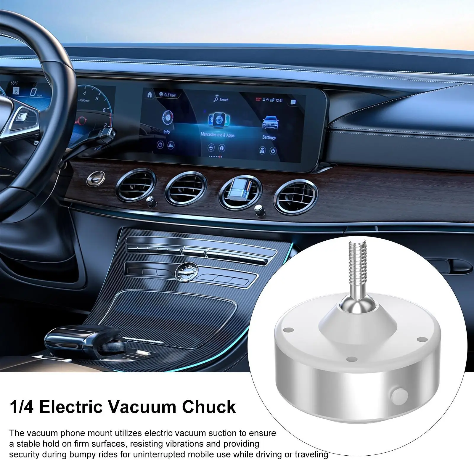 Suction Phone Mount Vibration Proof 1/4 Connector 1/4 Connector Car Phone Mount Holder For Most Smartphones Auto Truck SUV Sedan