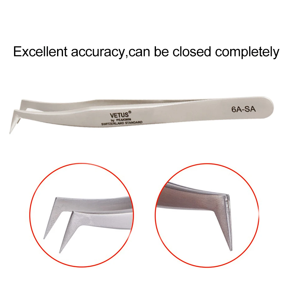 eyelash tweezers eyebrow tweezers Makeup Professional Eyelash Tweezers 3D Volume Eyelash Extension Tweezer Fan Lash Eyebrow Tweezers VETUS Excellent Closure