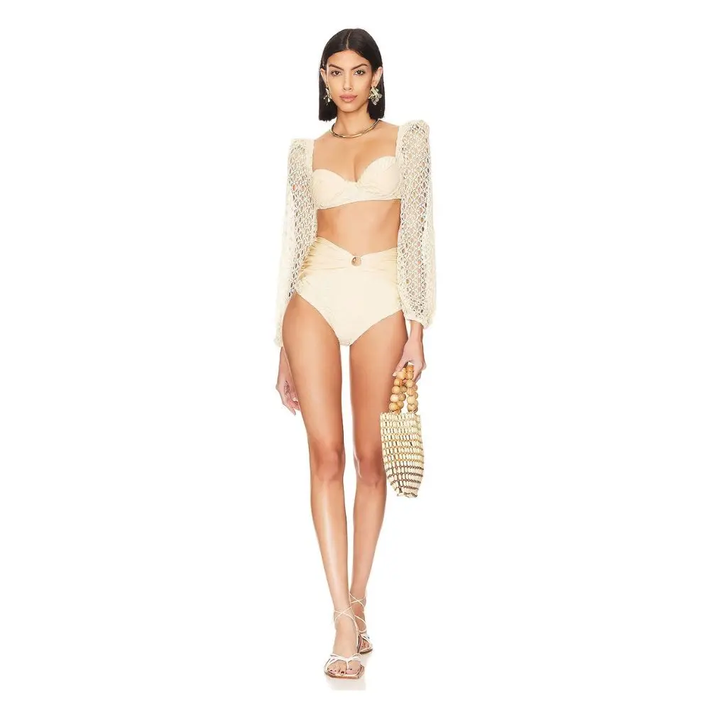 Crochet Dress Sleeveless Cover Up for Swimsuit Deep V Design Beachwear 2023 Beach Bathing Swimwear Suit Sexy Knitted Mesh Skirt