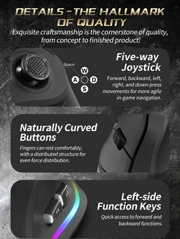 ZELOTES F18 Vertical Ergonomic Mouse 2.4G Wireless Mouse Bluetooth 24000DPI with Programming Gaming Mouse for PC Computer Laptop 4
