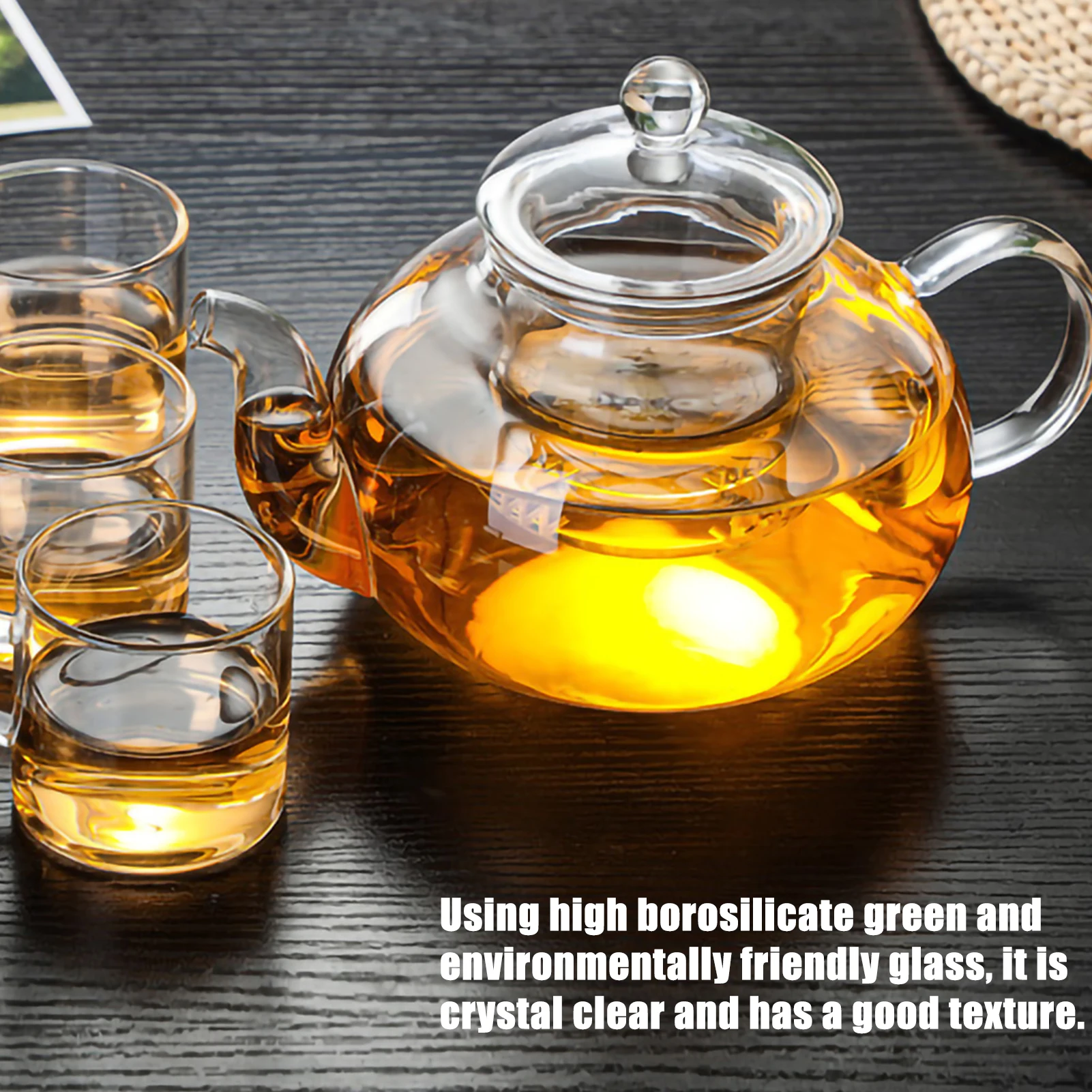 Household Filter Teapot Tea Water Separation High Borosilicate Heat Resistant Glass Flower Teapot with Infuser Heatable Tea Set