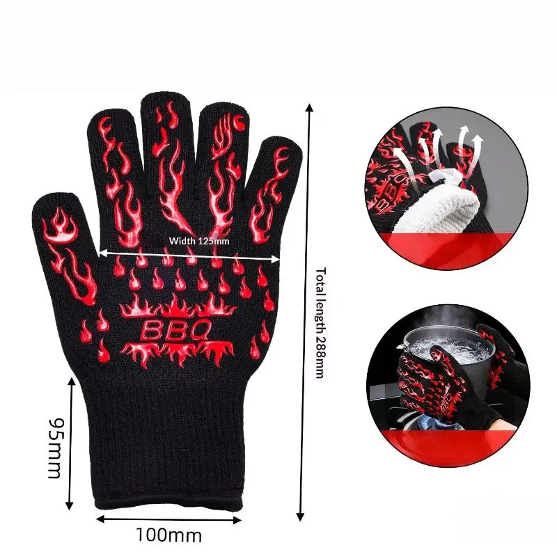 Enhanced Heat-Resistant Silicone BBQ and Oven Mitts