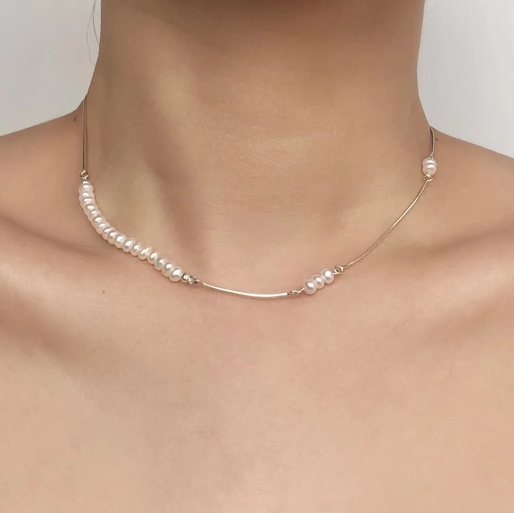 New natural freshwater pearl necklace baroque pearl jewelry women's Party Wedding not show steel accessories