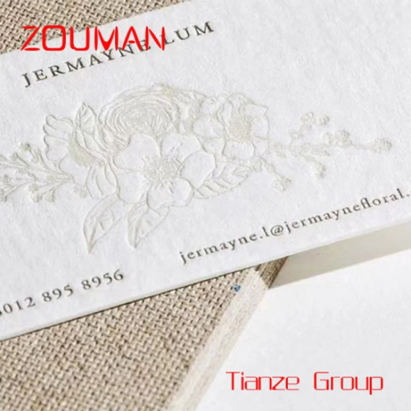 Custom , Luxury Embossed 450g Cotton Paper Cardboard Name Custom Printing Paper Business Card